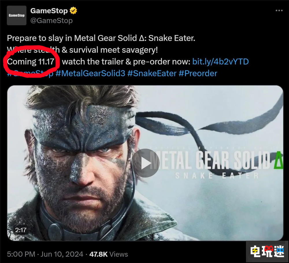 零售商泄露《合金裝備Δ：食蛇者》或于11月17日發(fā)售 GameStop PC游戲 Xbox游戲 PS5游戲 潛行游戲 科樂(lè)美 合金裝備Δ：食蛇者 電玩迷資訊  第2張