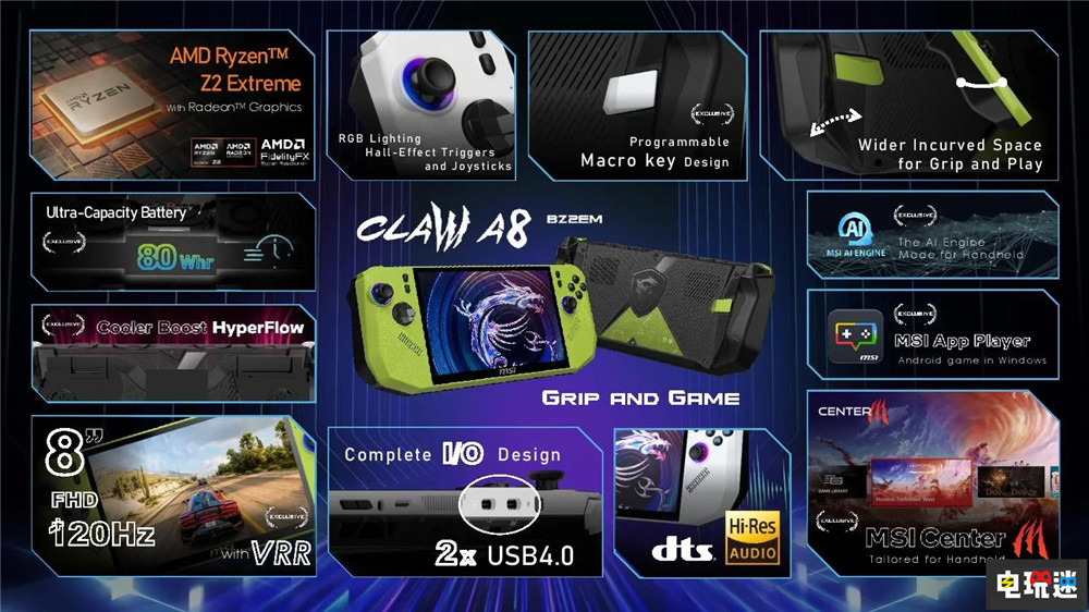 微星公開AMD銳龍Z2芯片游戲掌機Claw A8 BZ2EM PC游戲 掌機 Claw A8 BZ2EM 銳龍Z2 AMD 微星 掌機  第2張